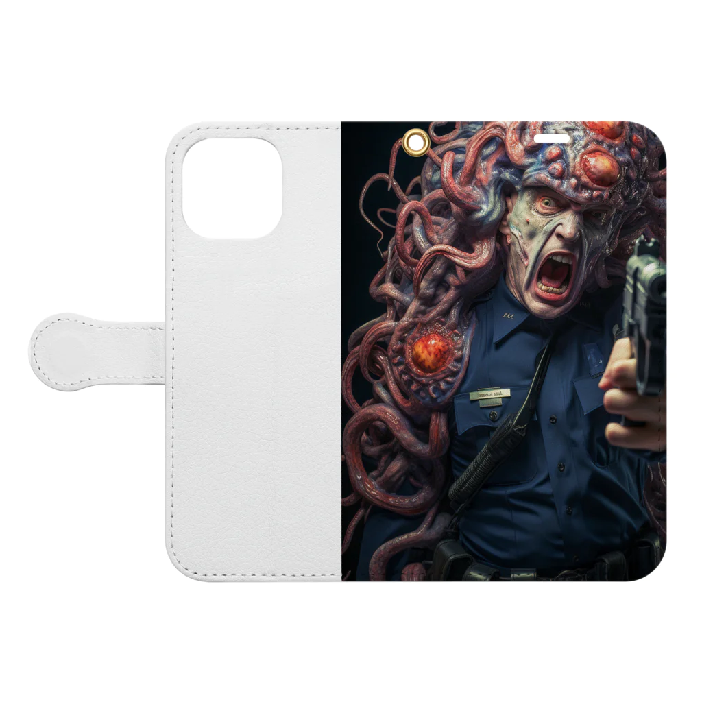 Minami-KumaのParasited Policeman 2 Book-Style Smartphone Case:Opened (outside)