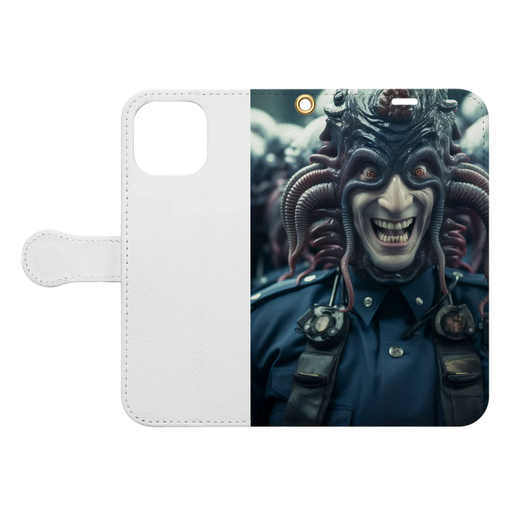 Minami-KumaのParasited Policeman 1 Book-Style Smartphone Case:Opened (outside)