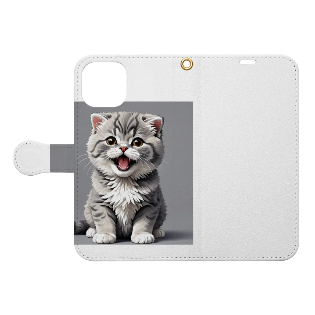 猫は正義♡の甘えん坊な子猫 Book-Style Smartphone Case:Opened (outside)