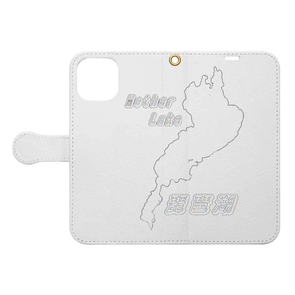 Fishing_wearのMother Lake 琵琶湖 Book-Style Smartphone Case:Opened (outside)