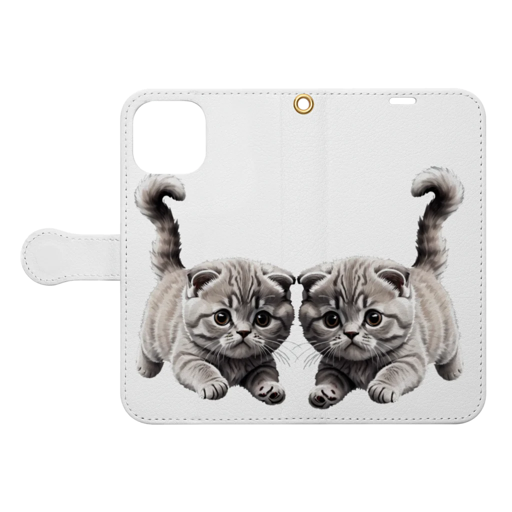 猫は正義♡のやんちゃな子猫 Book-Style Smartphone Case:Opened (outside)