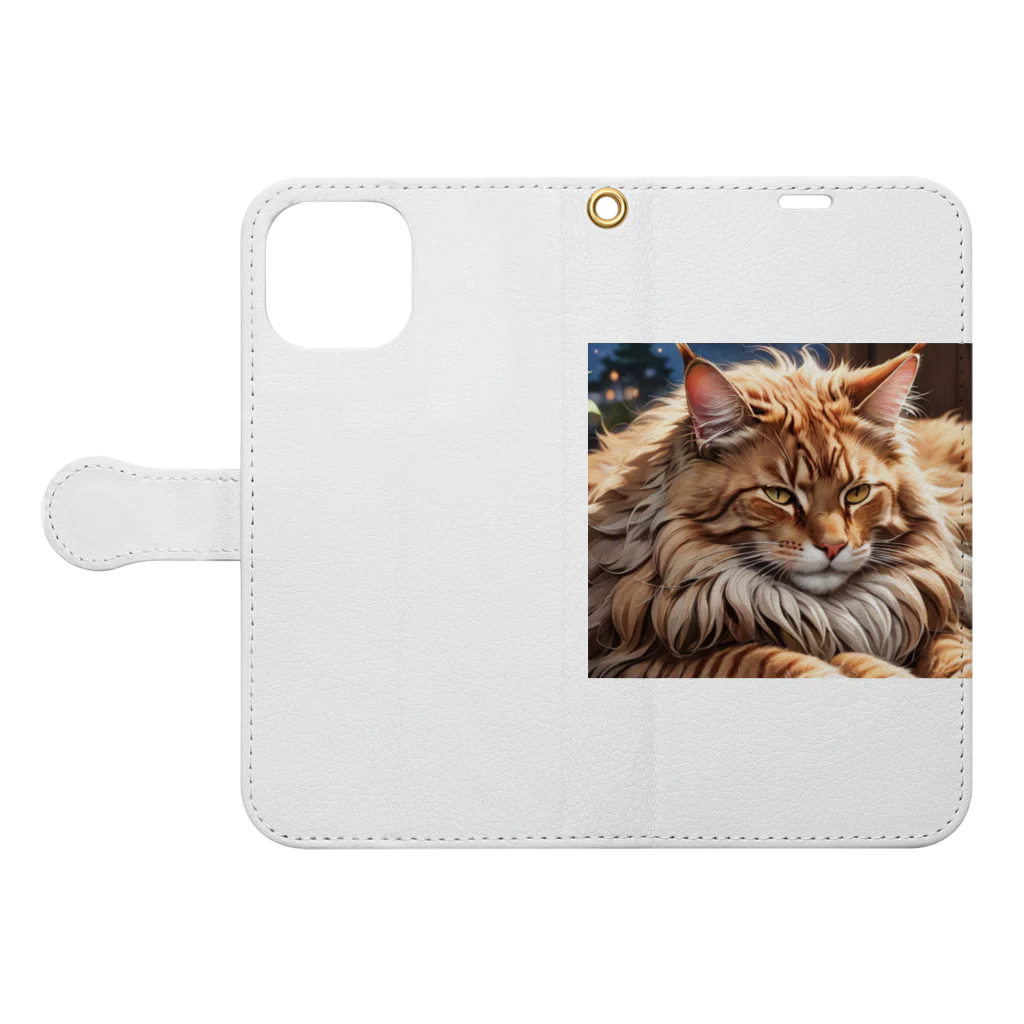 ねむねこのお店のふさふさねこ Book-Style Smartphone Case:Opened (outside)