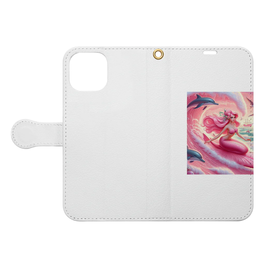 pinkgalmermaidのセクシーマーメイドサーフィン3 Book-Style Smartphone Case:Opened (outside)