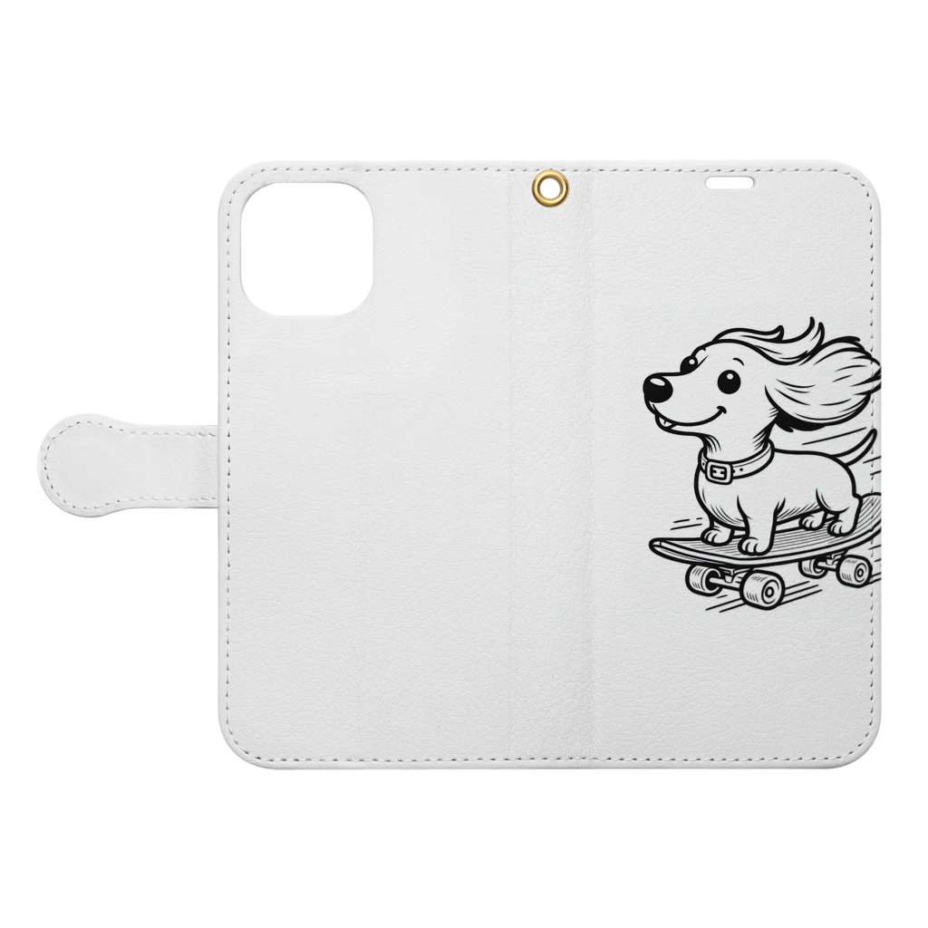 DOG is GOD のスケボー犬ライダー Book-Style Smartphone Case:Opened (outside)