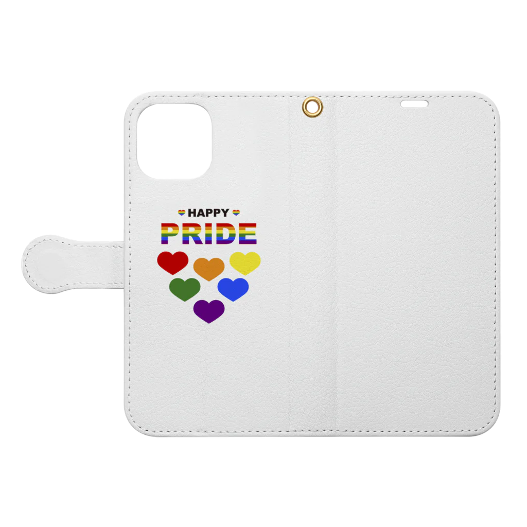 🏳️‍⚧️ 7oofの６HEART（HAPPY PRIDE） 手帳型スマホケースを開いた場合(外側)