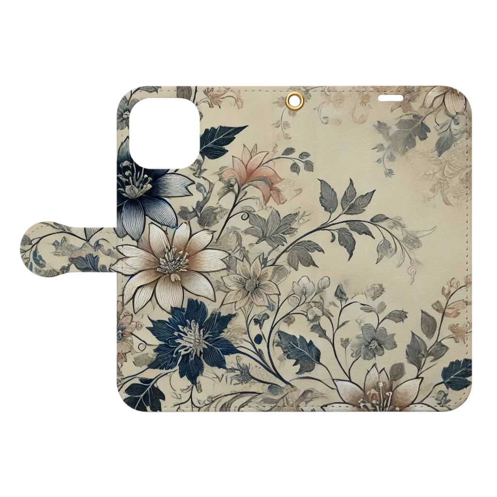 Makisuのクラシス花柄 Book-Style Smartphone Case:Opened (outside)