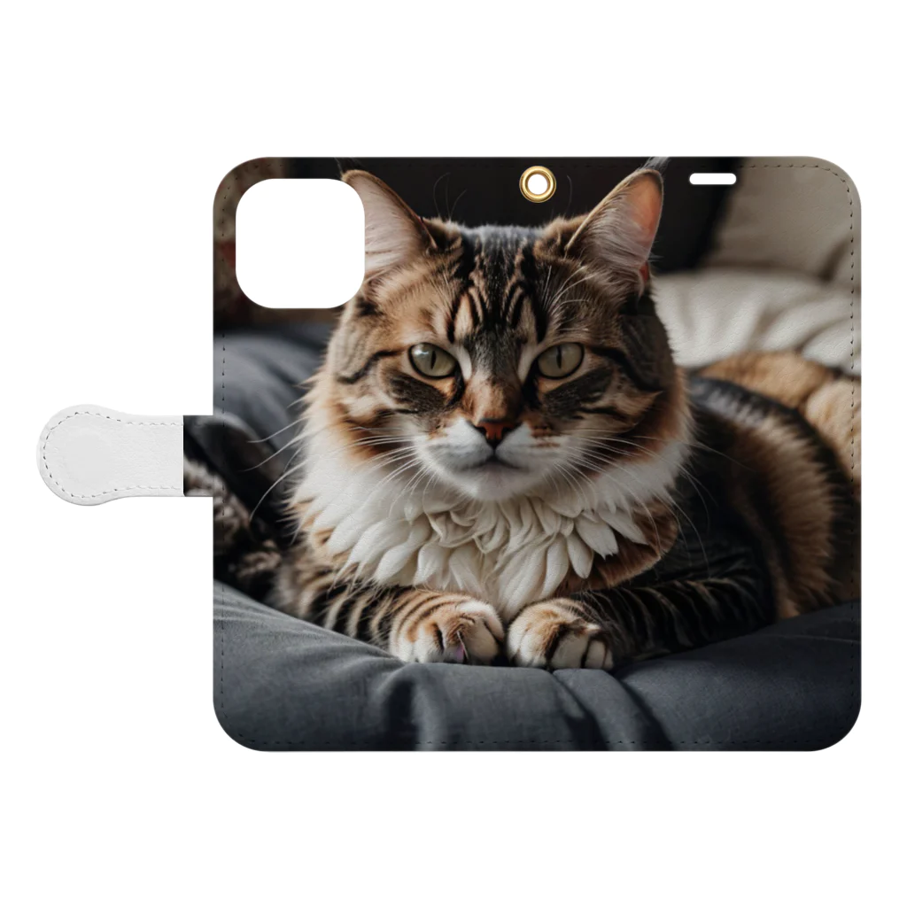 zigerparkのクッションと猫 Book-Style Smartphone Case:Opened (outside)