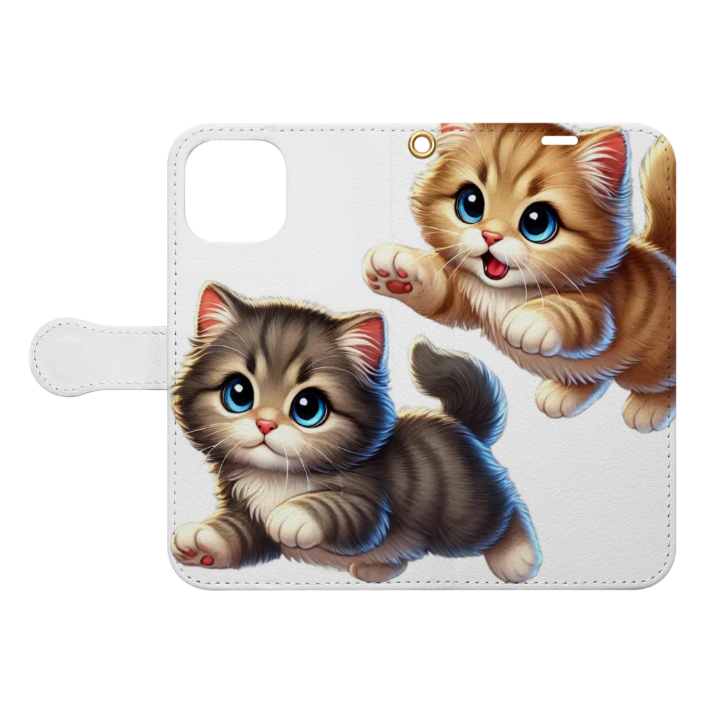 Sumyの遊び心あふれる子猫たち Book-Style Smartphone Case:Opened (outside)