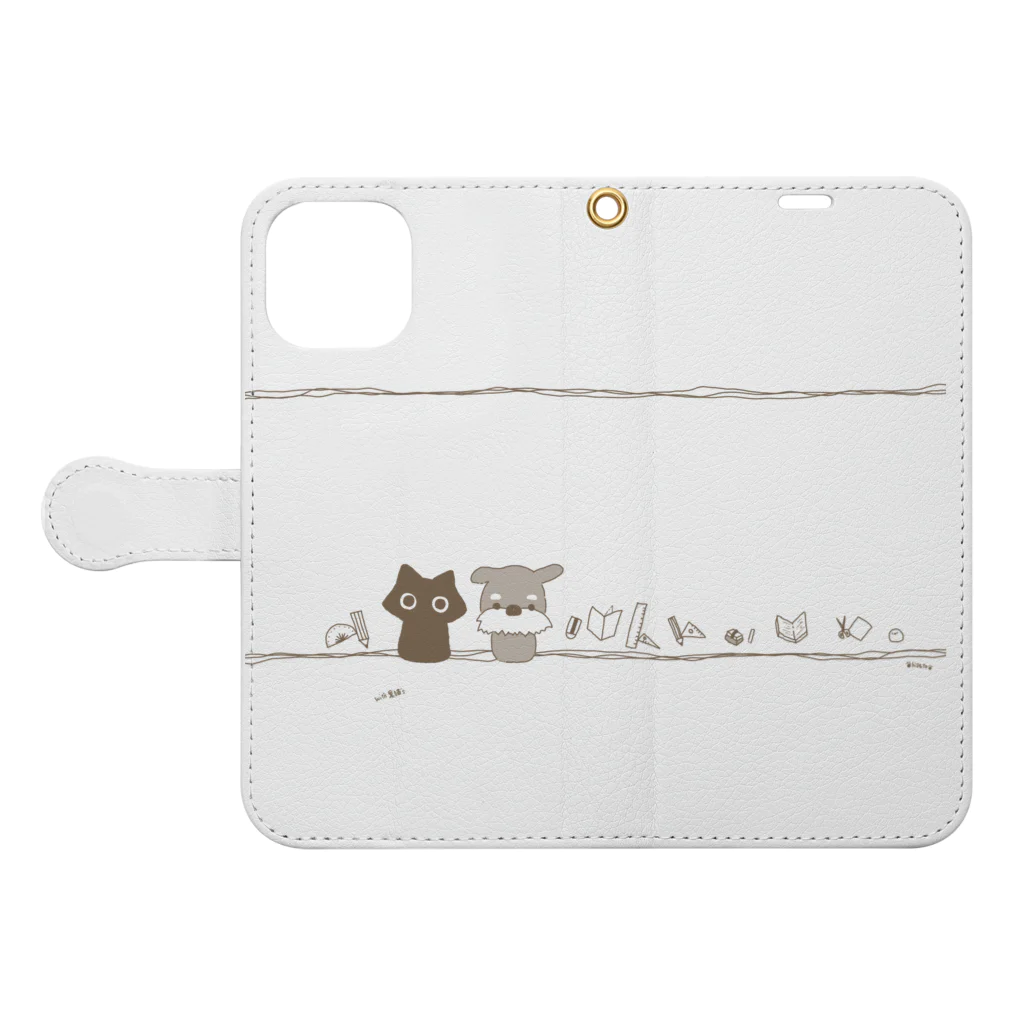 with黒猫'sの＊with黒猫　文具＊ Book-Style Smartphone Case:Opened (outside)