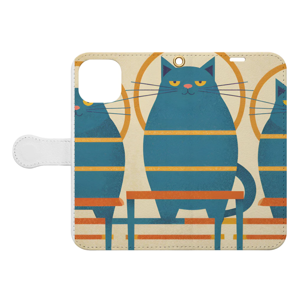 yuki-naの太った猫グッズ Book-Style Smartphone Case:Opened (outside)