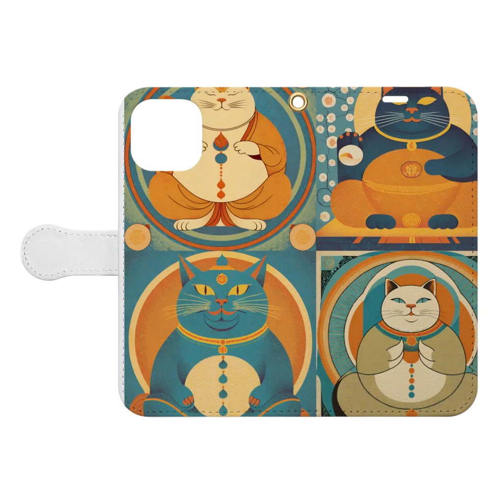 yuki-naの太った猫グッズ Book-Style Smartphone Case:Opened (outside)