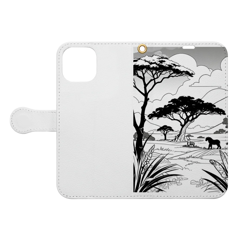 ZZRR12のサファリ Book-Style Smartphone Case:Opened (outside)