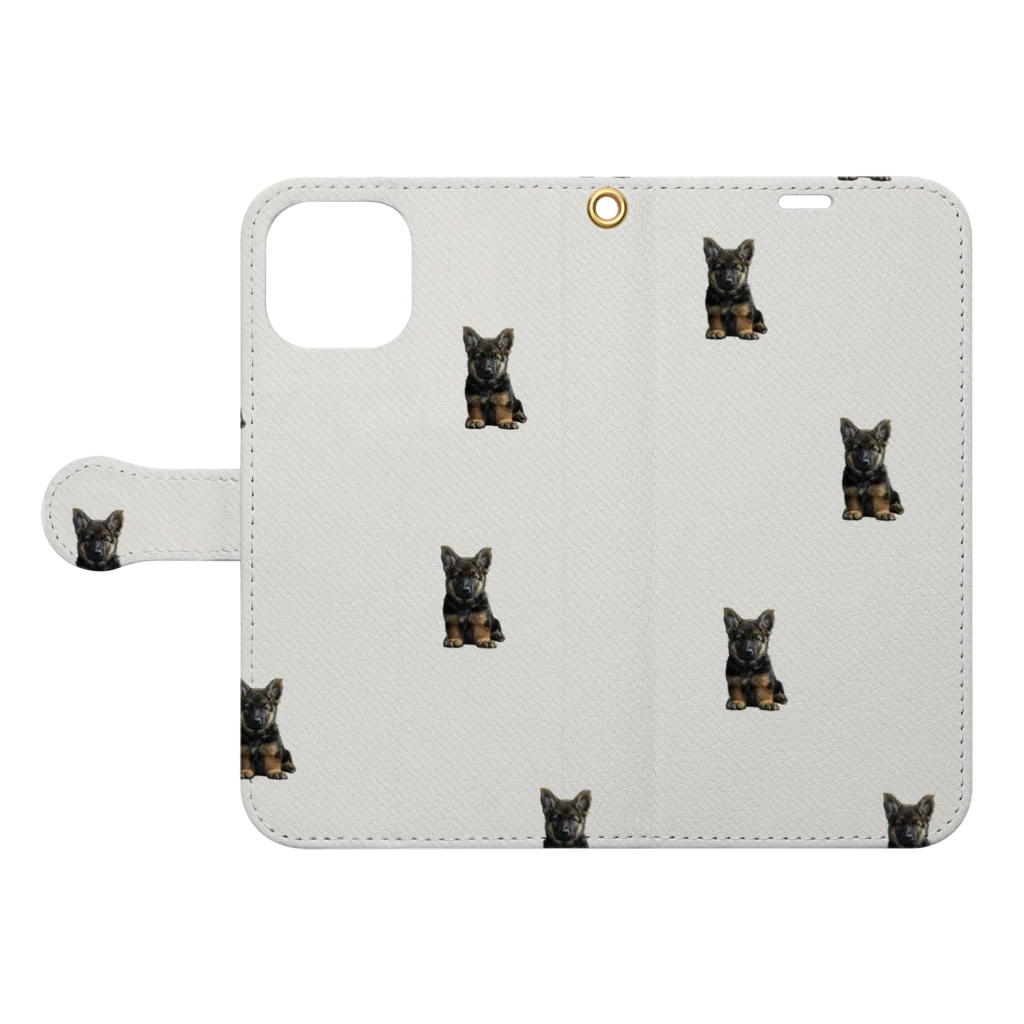 Giraffeinkの子犬シリーズ　Riley (ライリー) Book-Style Smartphone Case:Opened (outside)