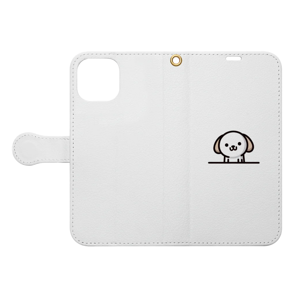 familyincのもふもふワンコ Book-Style Smartphone Case:Opened (outside)