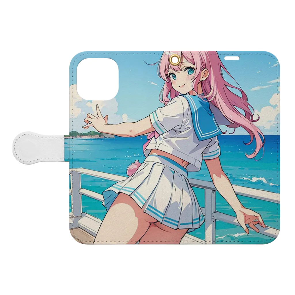 yozoraniyumeoの魔法セーラー少女 Book-Style Smartphone Case:Opened (outside)