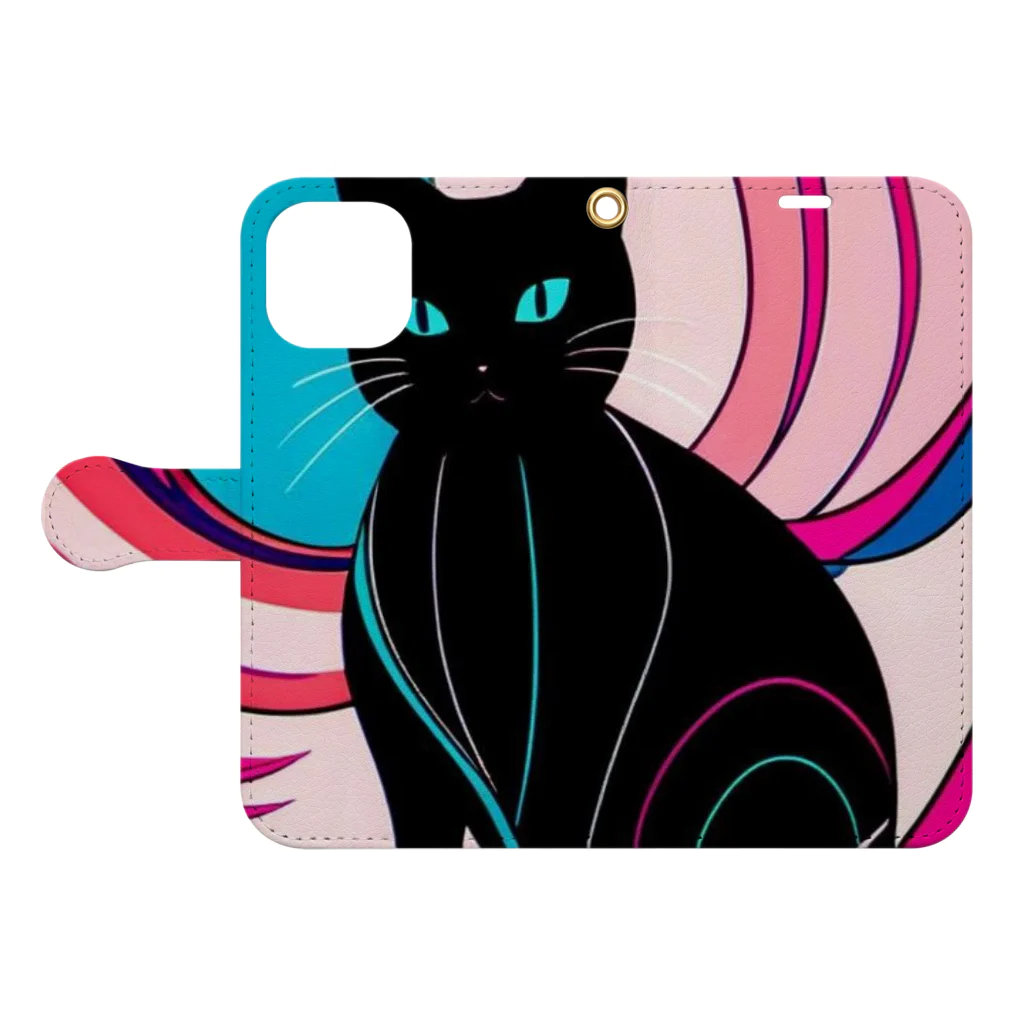 love_story928の可愛い黒猫 Book-Style Smartphone Case:Opened (outside)