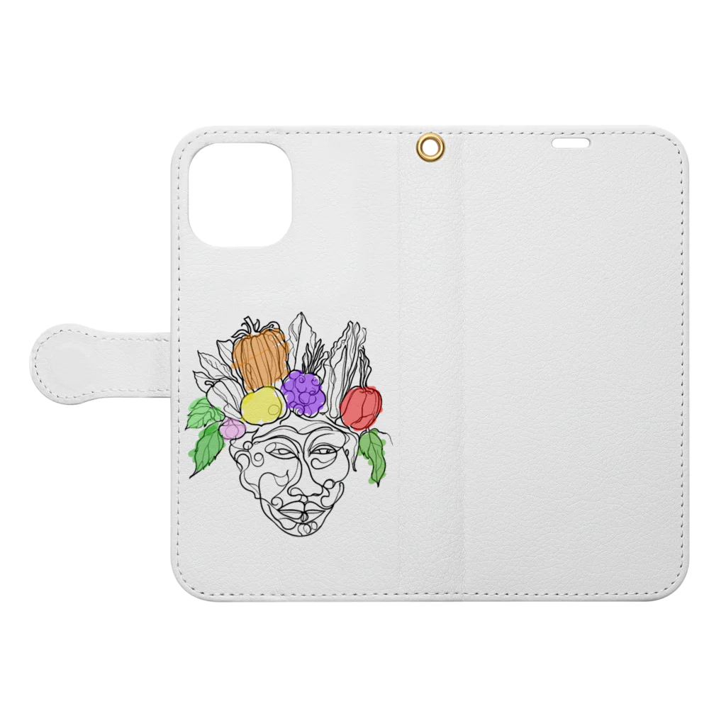 A-KdesignのArcimboldo風 Book-Style Smartphone Case:Opened (outside)