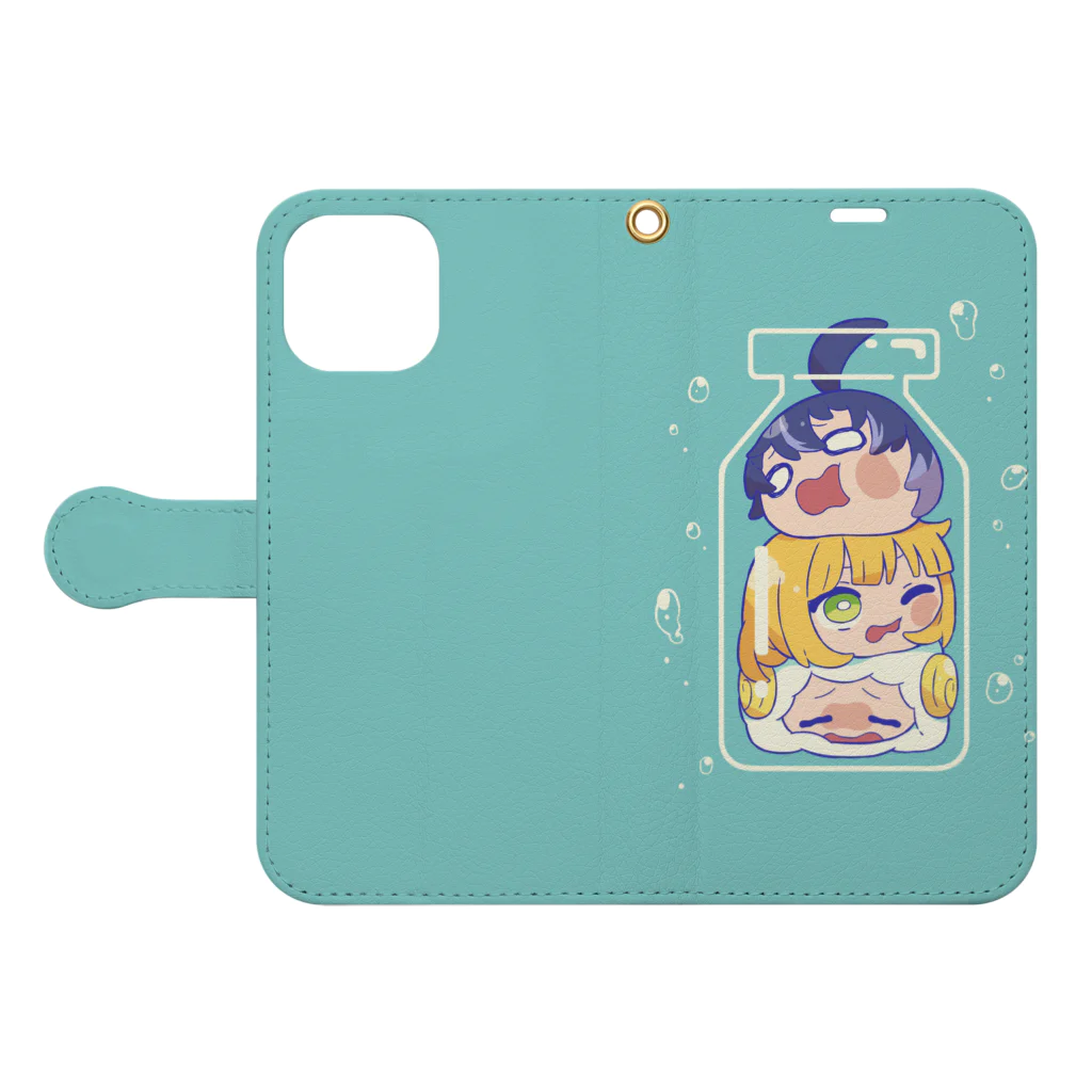 アベル&アテネのおしくらまんじゅう瓶 Book-Style Smartphone Case:Opened (outside)