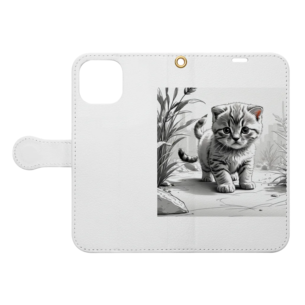 KONEKO_NEKOの子猫の散歩 Book-Style Smartphone Case:Opened (outside)