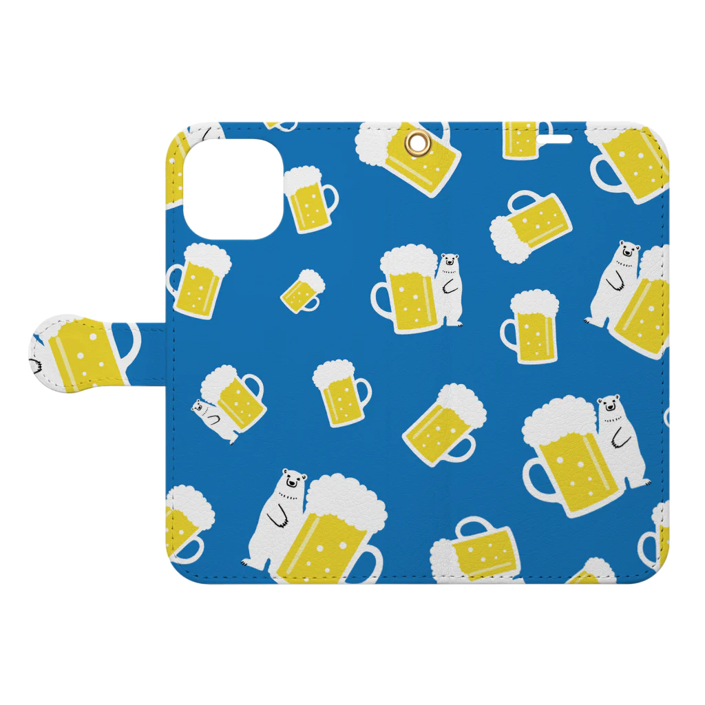 ワカボンドのシロクマさんとビールジョッキ Book-Style Smartphone Case:Opened (outside)