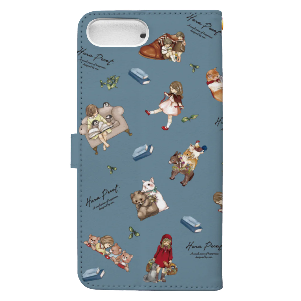 sae. のHara Pecotな童話 （ブルー）　Iphone6s/6/6 Plus/8/7/SE/8 Plus/7Plus用配置 Book-Style Smartphone Case :back