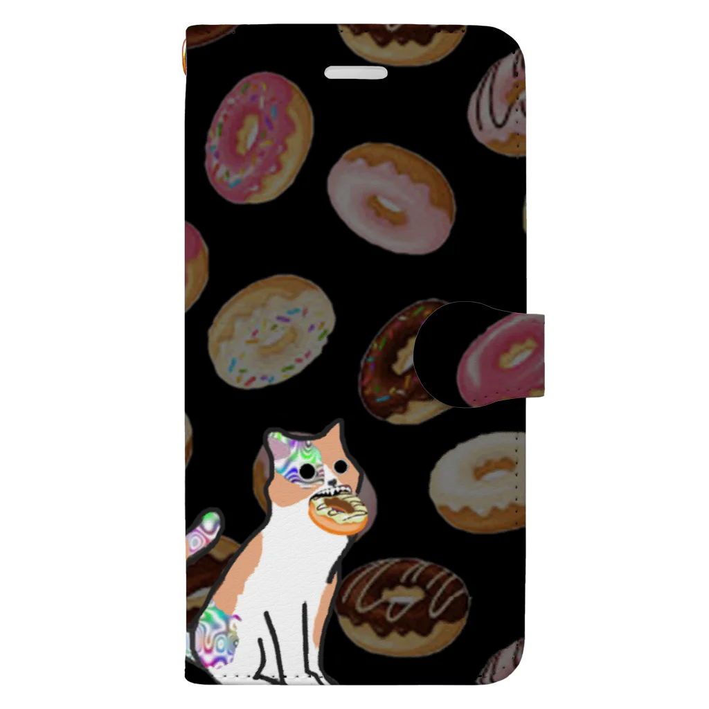 Mushroom Roomのdoping donut cat 2 手帳型スマホケース