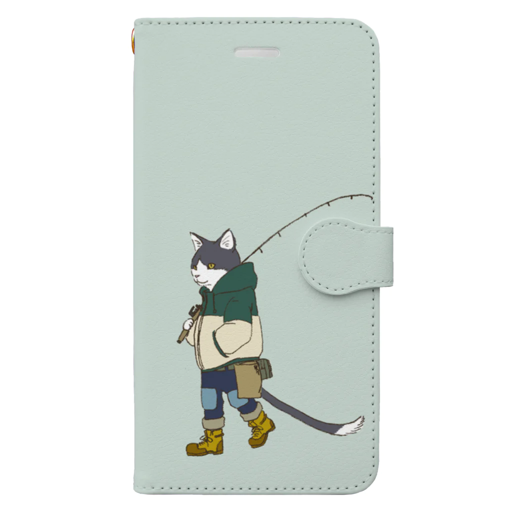 flip flapのForest cat(釣りver.) 手帳型スマホケース