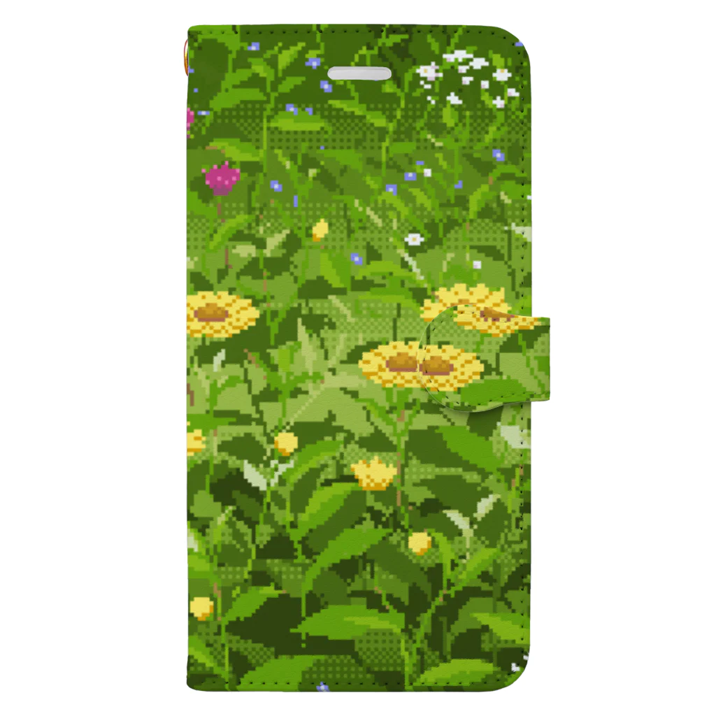 kiku knitの春の草・花ドット絵 手帳型スマホケース