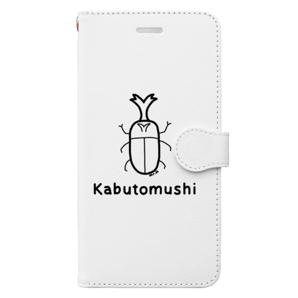 MrKShirtsのKabutomushi (カブトムシ) 黒デザイン 手帳型スマホケース