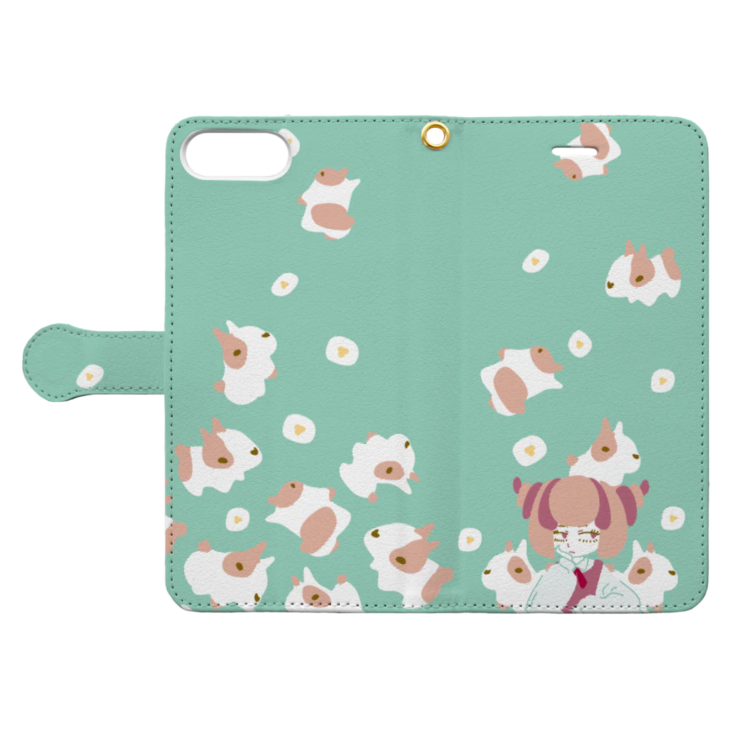 KoNatsuのふるふるうさぎ Book-Style Smartphone Case:Opened (outside)