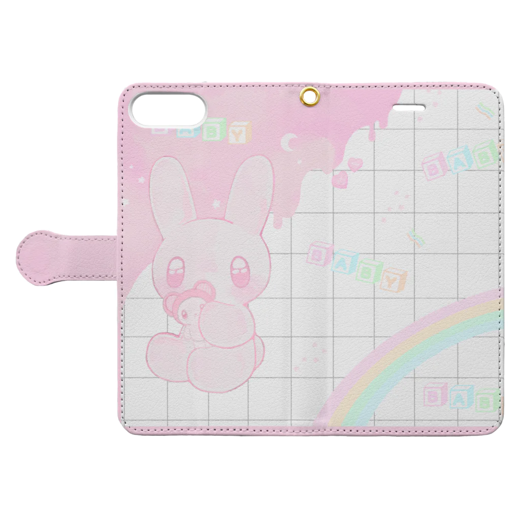 ガブリイズムのB.A.B.Y.うさぎ　♡。 Book-Style Smartphone Case:Opened (outside)