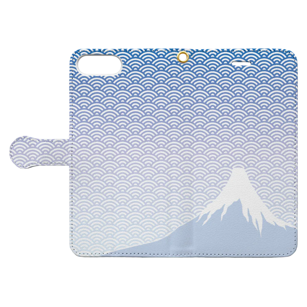 uzi_macchoの青海波と富士山 Book-Style Smartphone Case:Opened (outside)