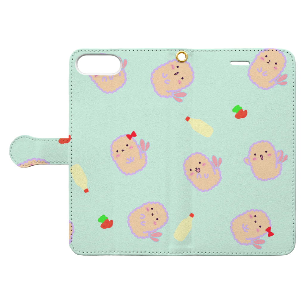 もんぞーのえびふりゃーくん Book-Style Smartphone Case:Opened (outside)