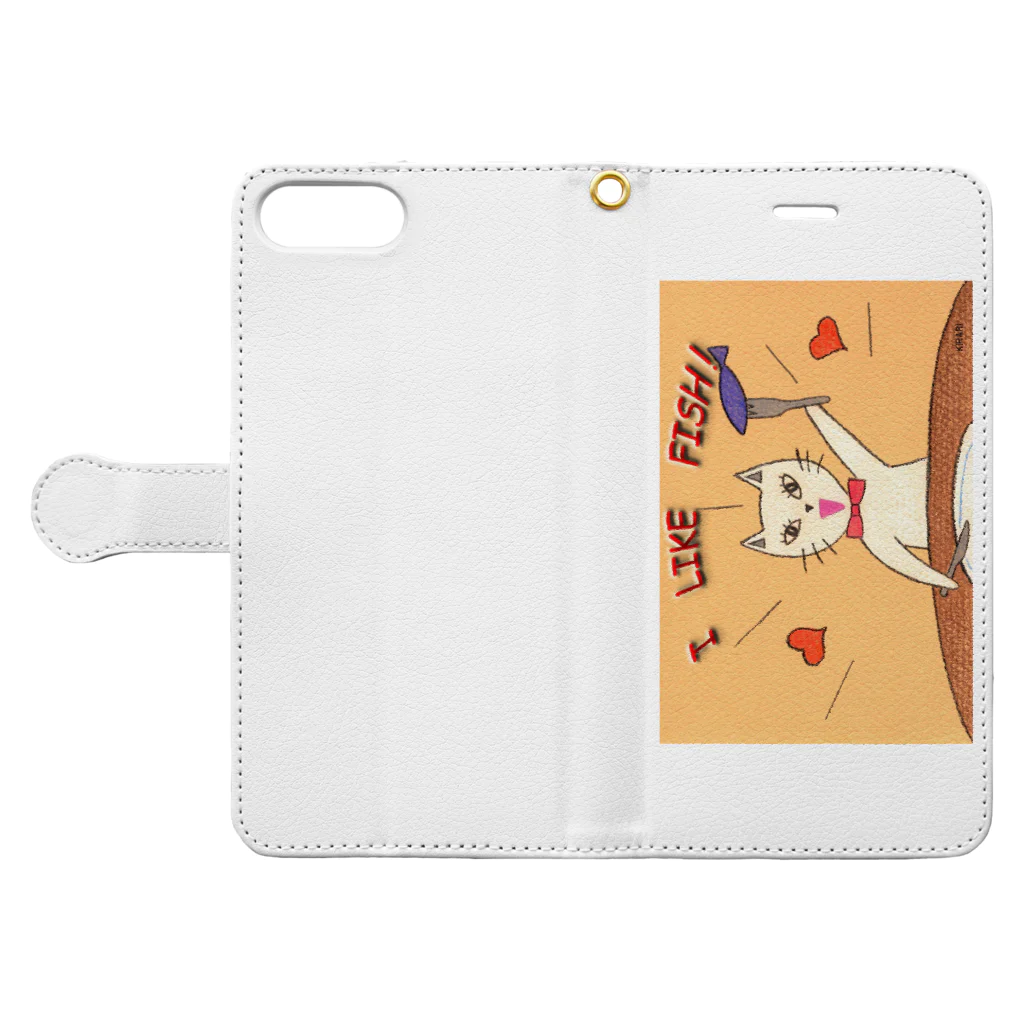 KIRARIの夢色雑貨屋さんの「I　LIKE　FISH！」 Book-Style Smartphone Case:Opened (outside)