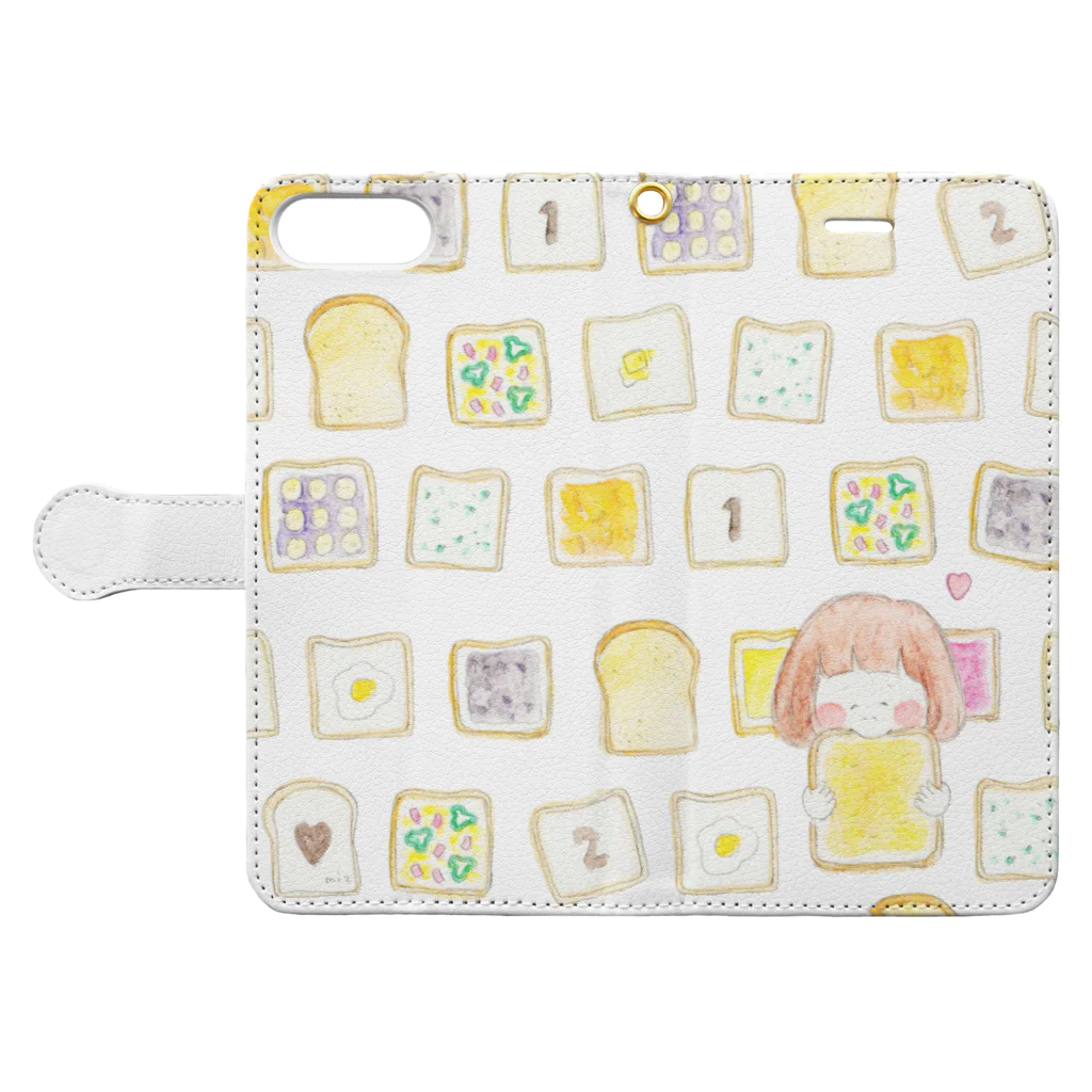 mizuhoのパンおいしいな Book-Style Smartphone Case:Opened (outside)