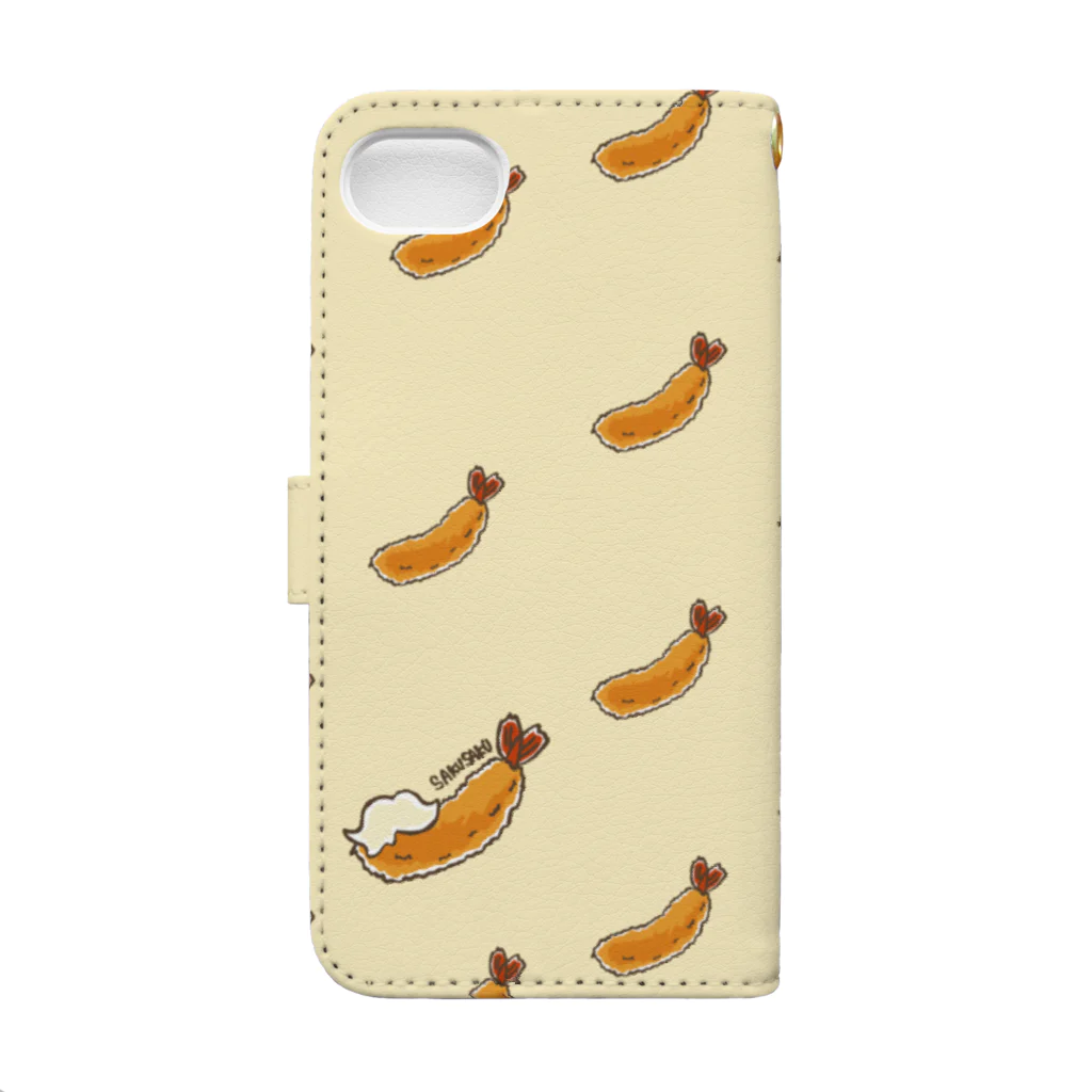 ハルイロ雑貨店　suzuri支店の【iPhone6s専用】SAKUSAKUエビフライ　パターン Book-Style Smartphone Case :back