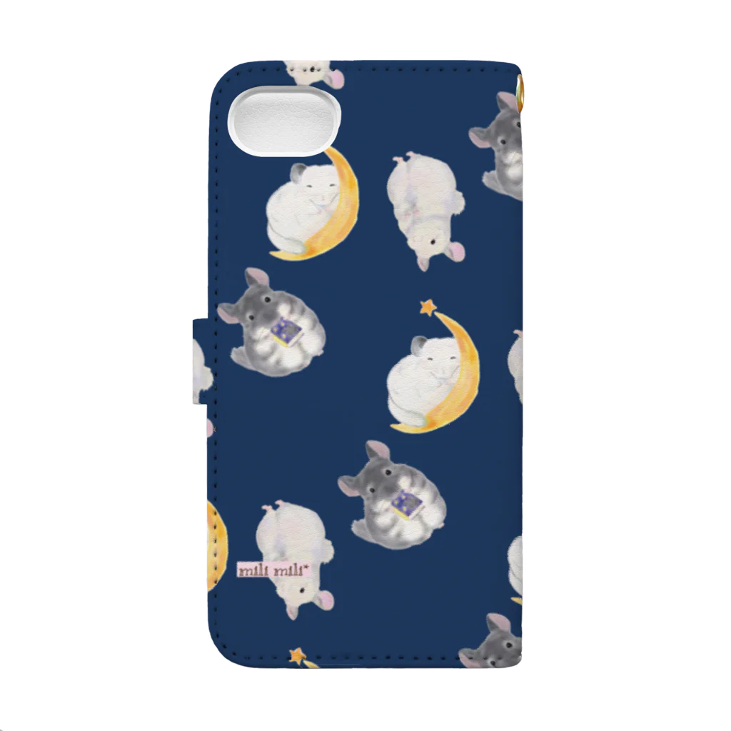 ぽこじろう雑貨店  mili mili (ミリミリ)のチンチラ星 夜空の Book-Style Smartphone Case :back