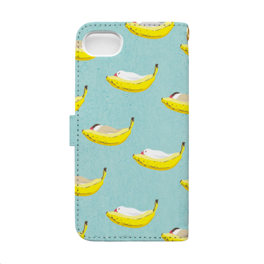 るこのBANANA BED 水色 Book-Style Smartphone Case :back