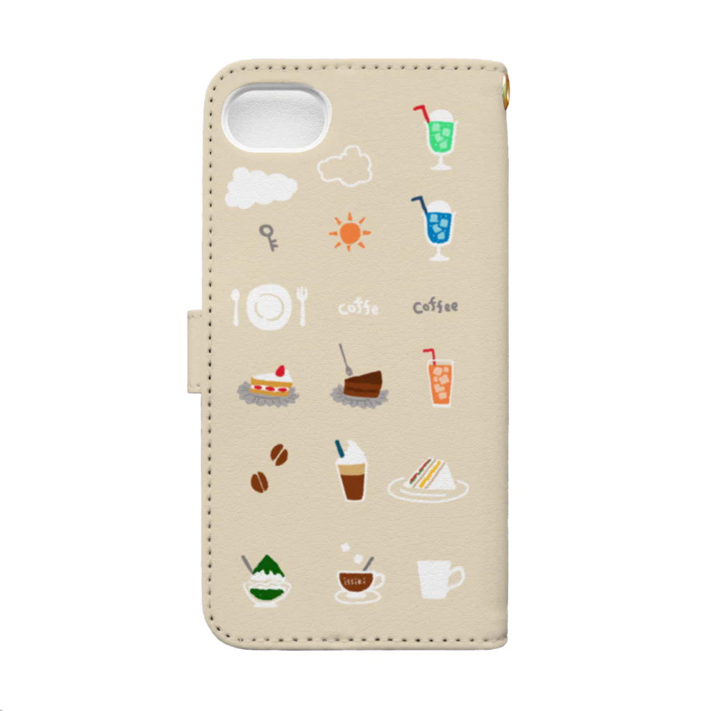 喫茶角砂糖の喫茶店柄（クリーム） Book-Style Smartphone Case :back