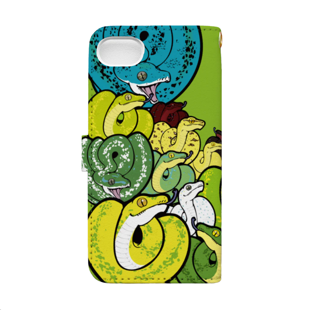 HERP MODA by ヤマモトナオキのグリーンパイソンGREEN Book-Style Smartphone Case :back