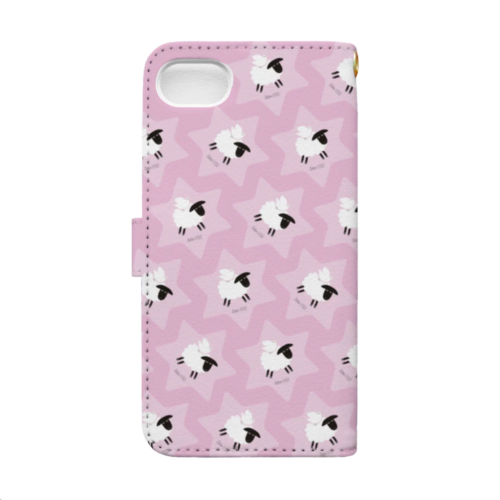 一羽のすずめのDove on the Sheep [pink] Book-Style Smartphone Case :back