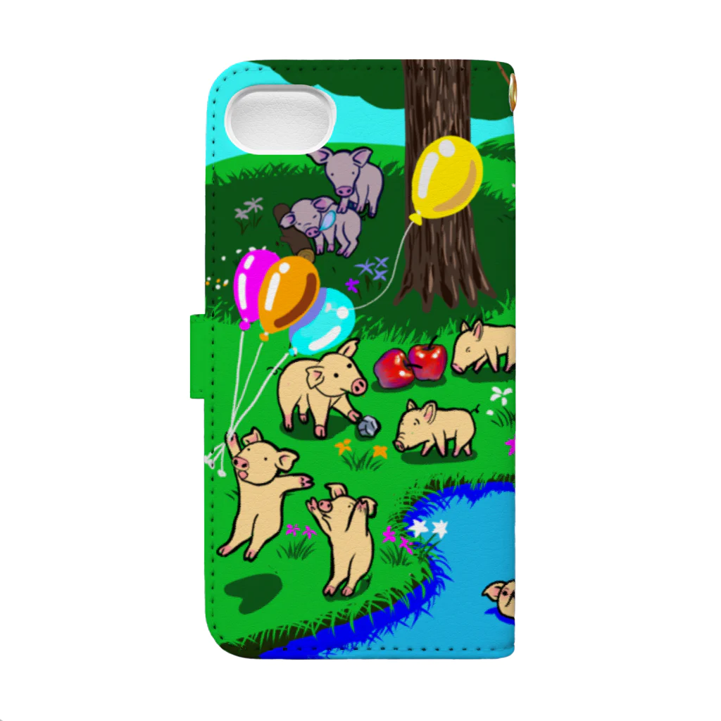 momosakuのThe piglets land Book-Style Smartphone Case :back