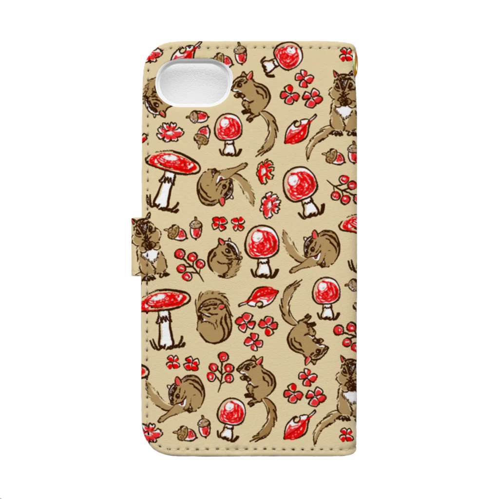 “little shop”福士悦子のキノコとシマリス Book-Style Smartphone Case :back