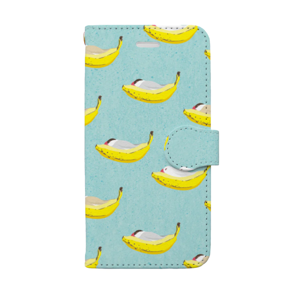 るこのBANANA BED 水色 Book-Style Smartphone Case