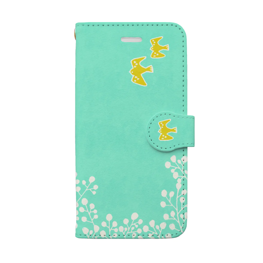 ゴトウミキの鳥と草（ライトブルー） Book-Style Smartphone Case