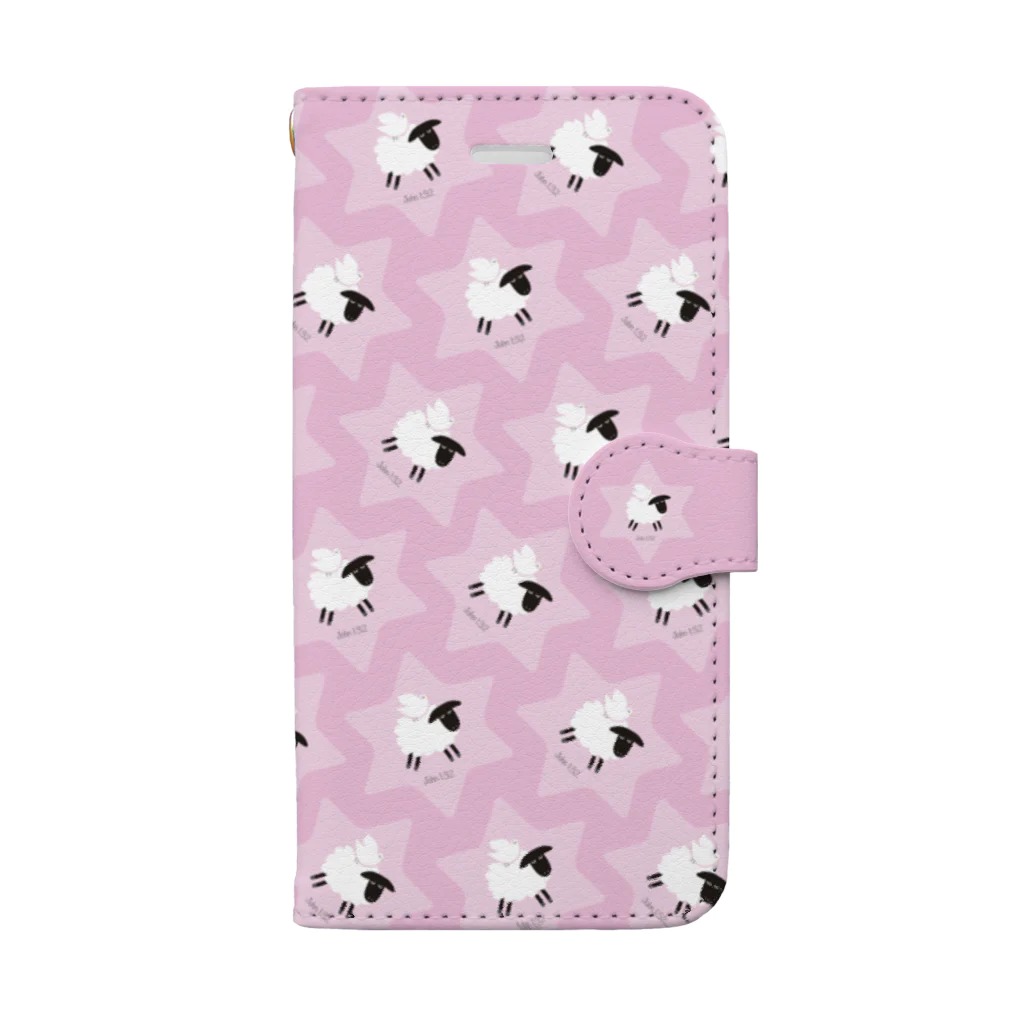 一羽のすずめのDove on the Sheep [pink] Book-Style Smartphone Case