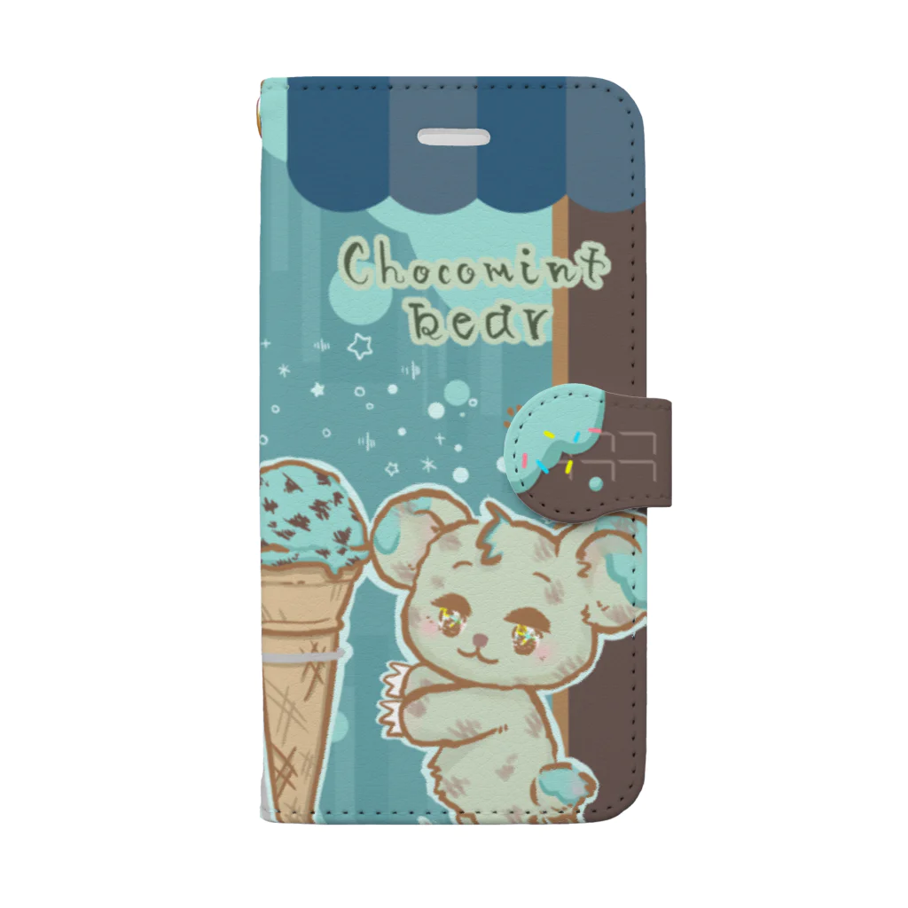 いなりずしランドのチョコミントベア/手帳型スマホケース Book-Style Smartphone Case