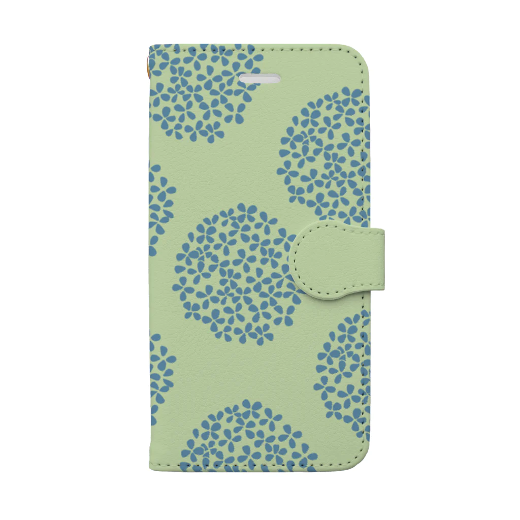 sonoteniの北欧　花柄　アジサイ　2 グリーン　#210 Book-Style Smartphone Case