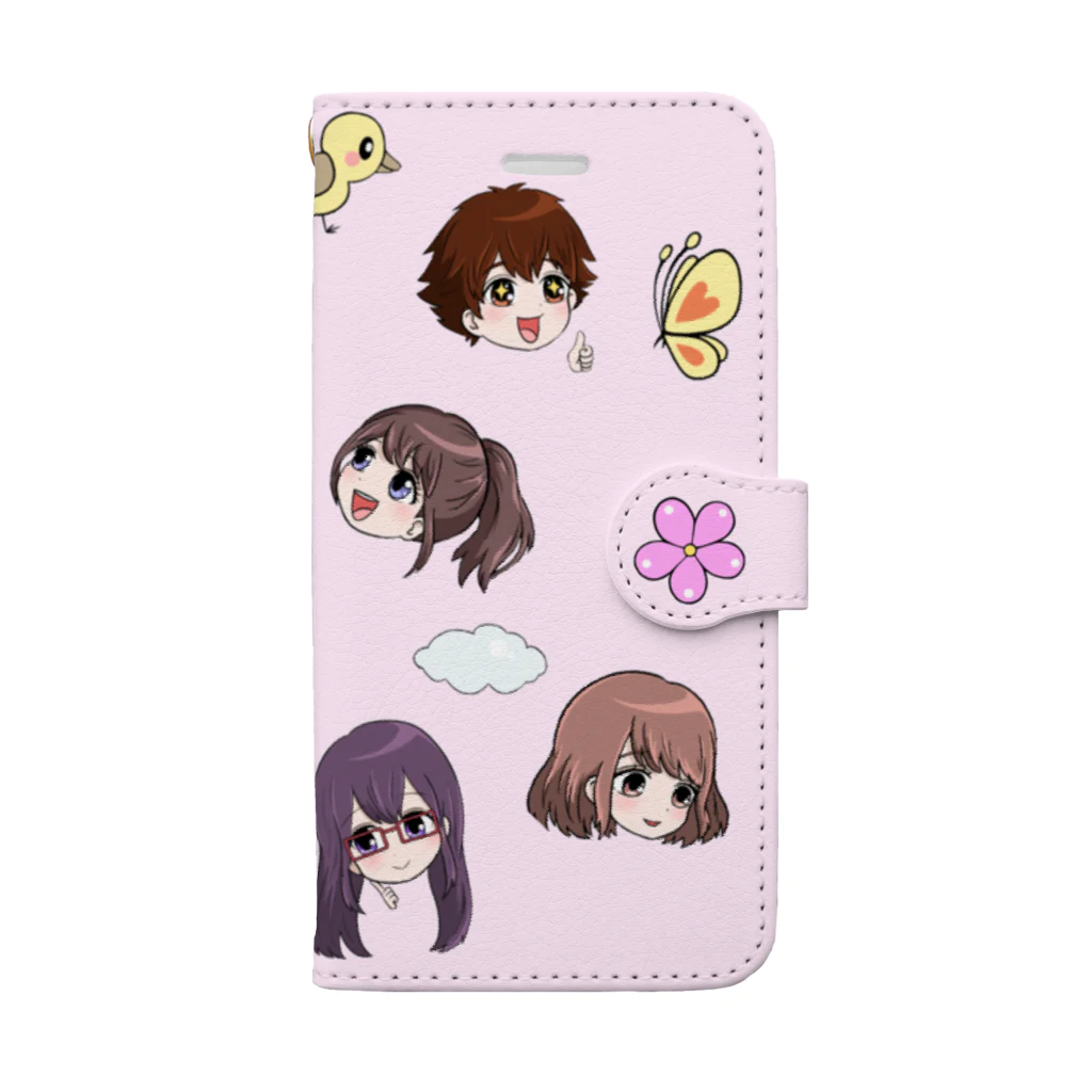 発達花子❀オフィシャルショップの手帳型スマホケース(ピンク) Book-Style Smartphone Case