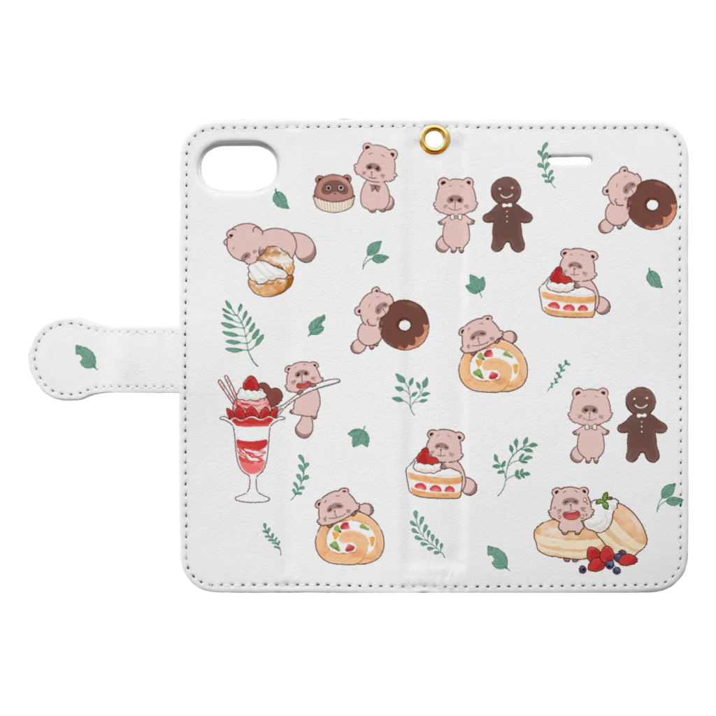 なご村🍙のあまいものとたぬきさん(6s/6専用) Book-Style Smartphone Case:Opened (outside)